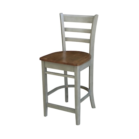 International Concepts Emily CounterHeight Stool, 24" Seat Height, Hickory/Stone S41-6172